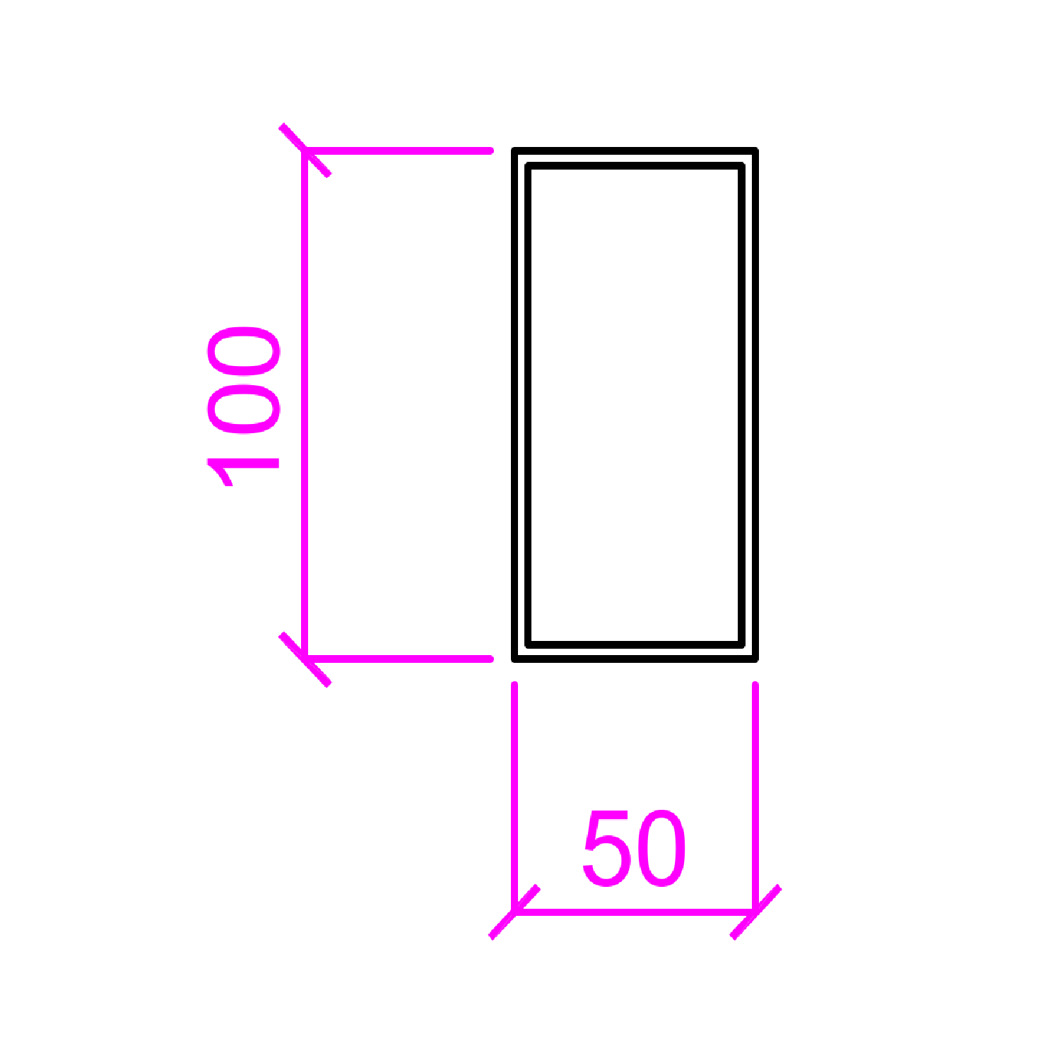 100 x 50mm aluminium beams 6000mm length