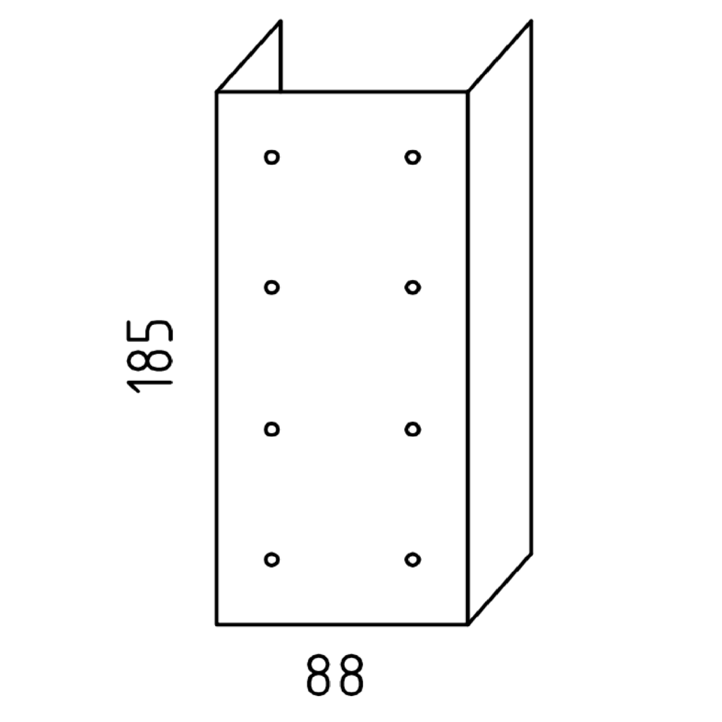 Simple diagram of a vertical structure with dimensions.