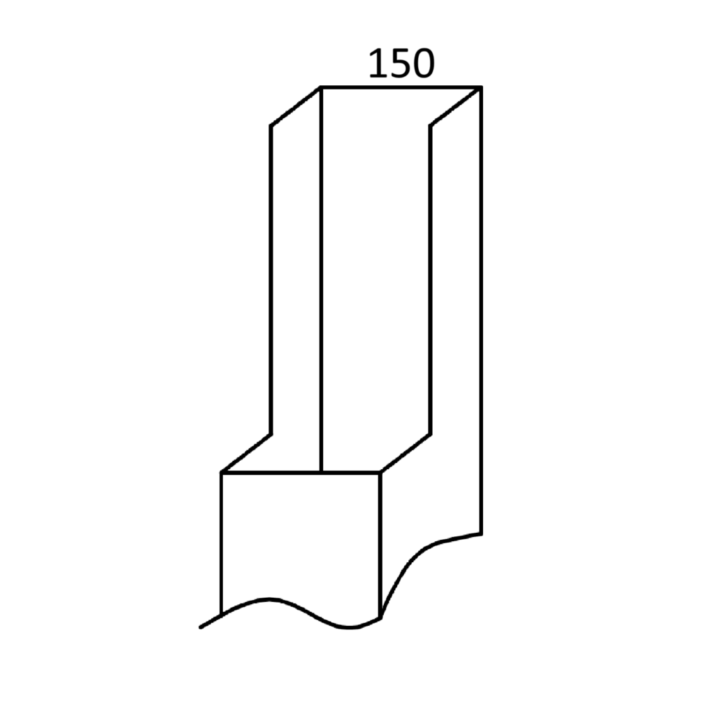 3D diagram of a structural component, dimensions included.