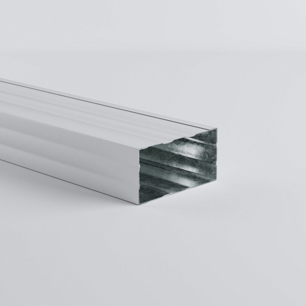 Cut section of a metal structural beam.