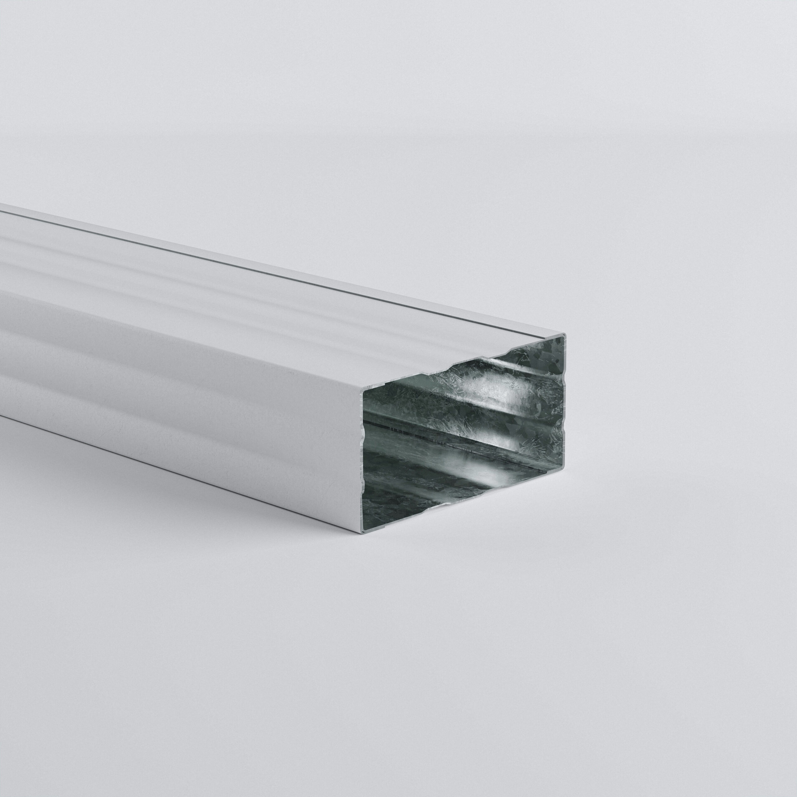 Cut section of a metal structural beam.