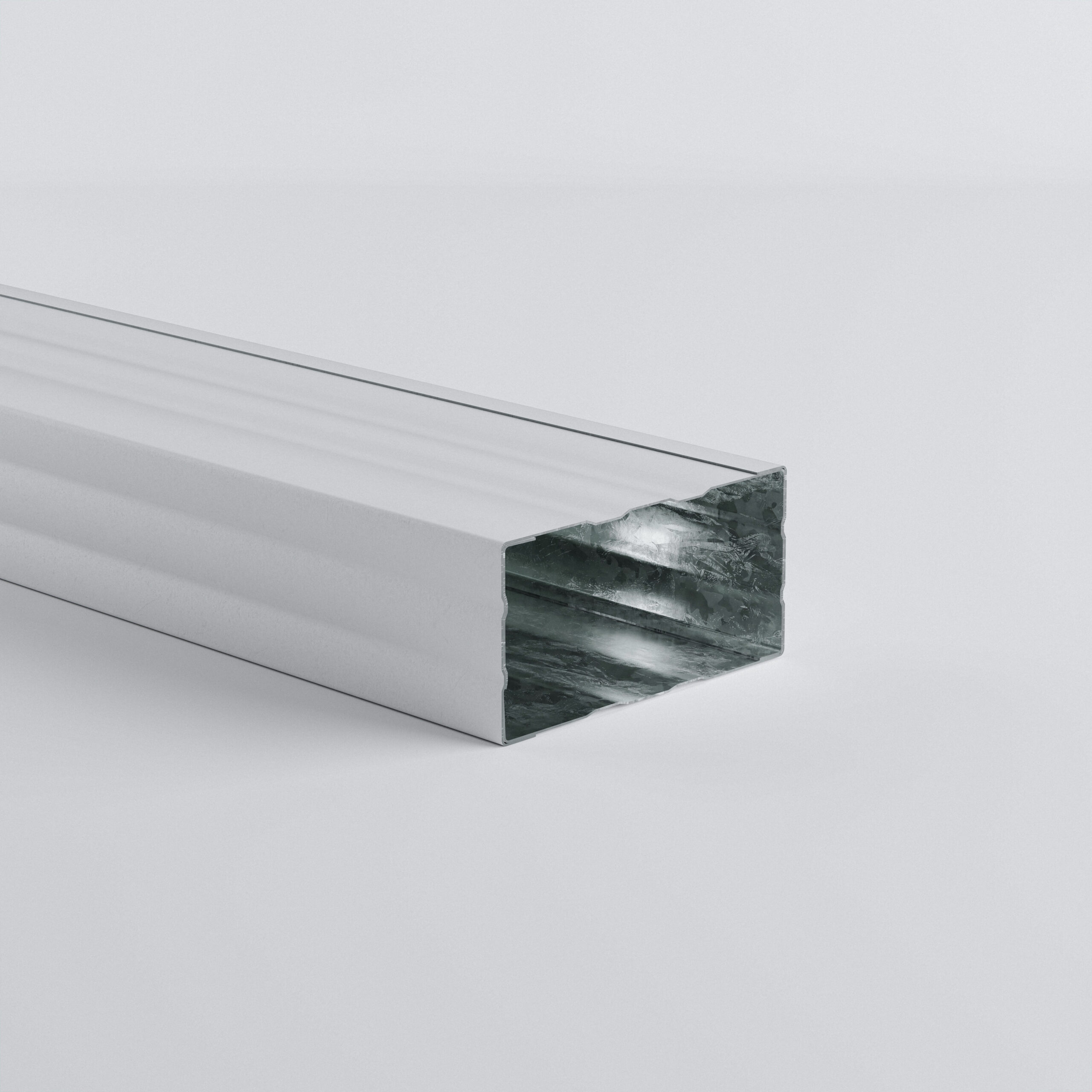 Cross-section of a rectangular metal channel.