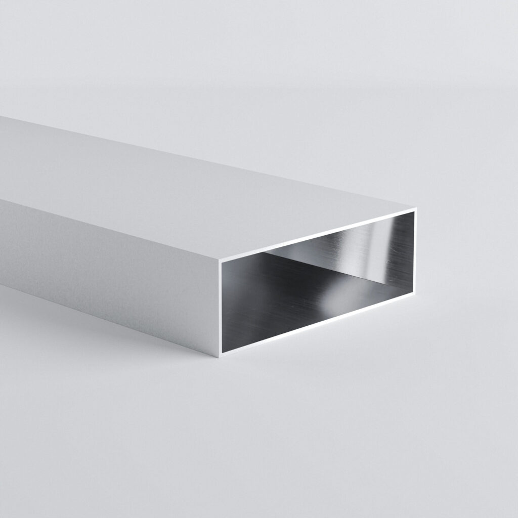 Rectangular metal tube with a hollow interior