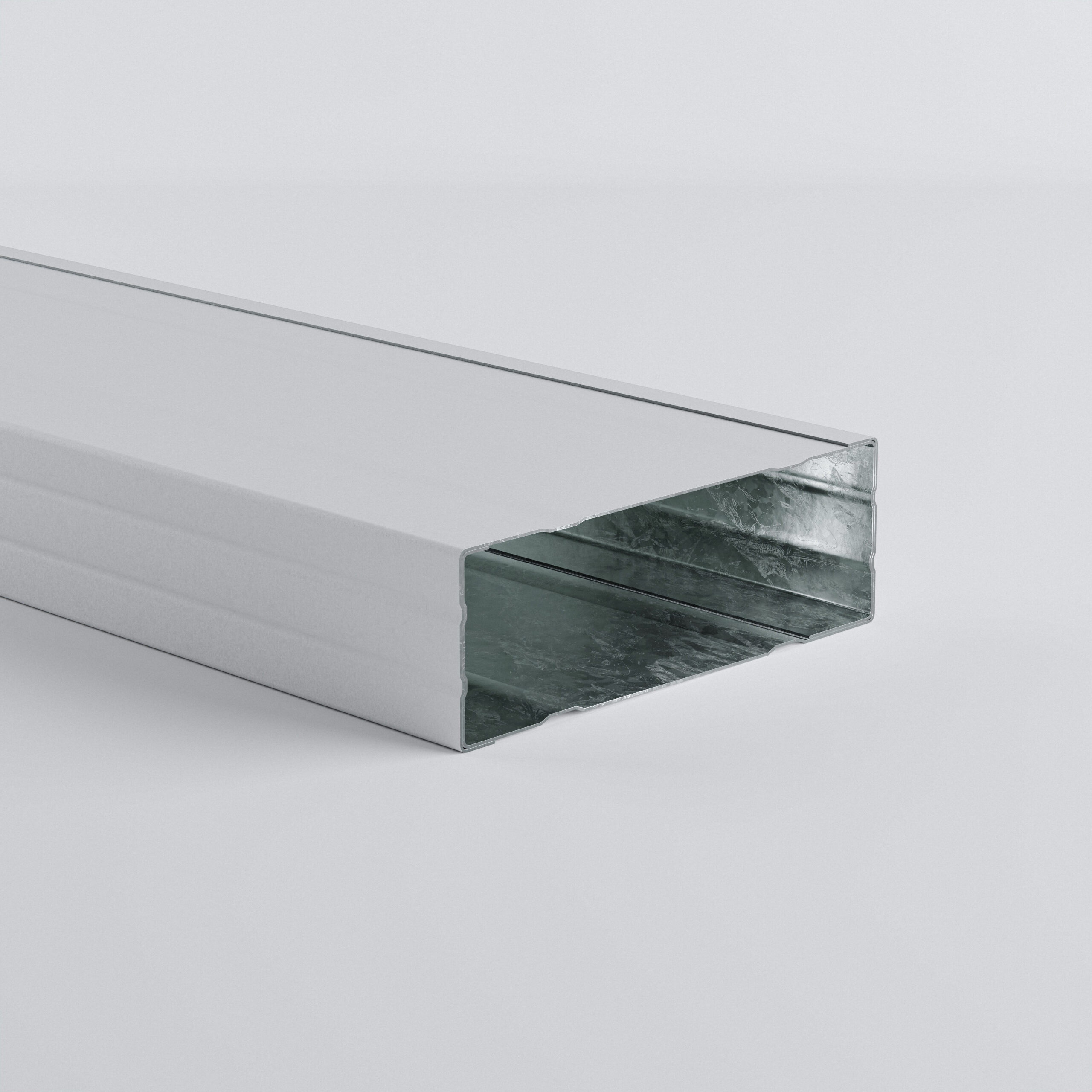 Metal channel profile with a hollow interior.