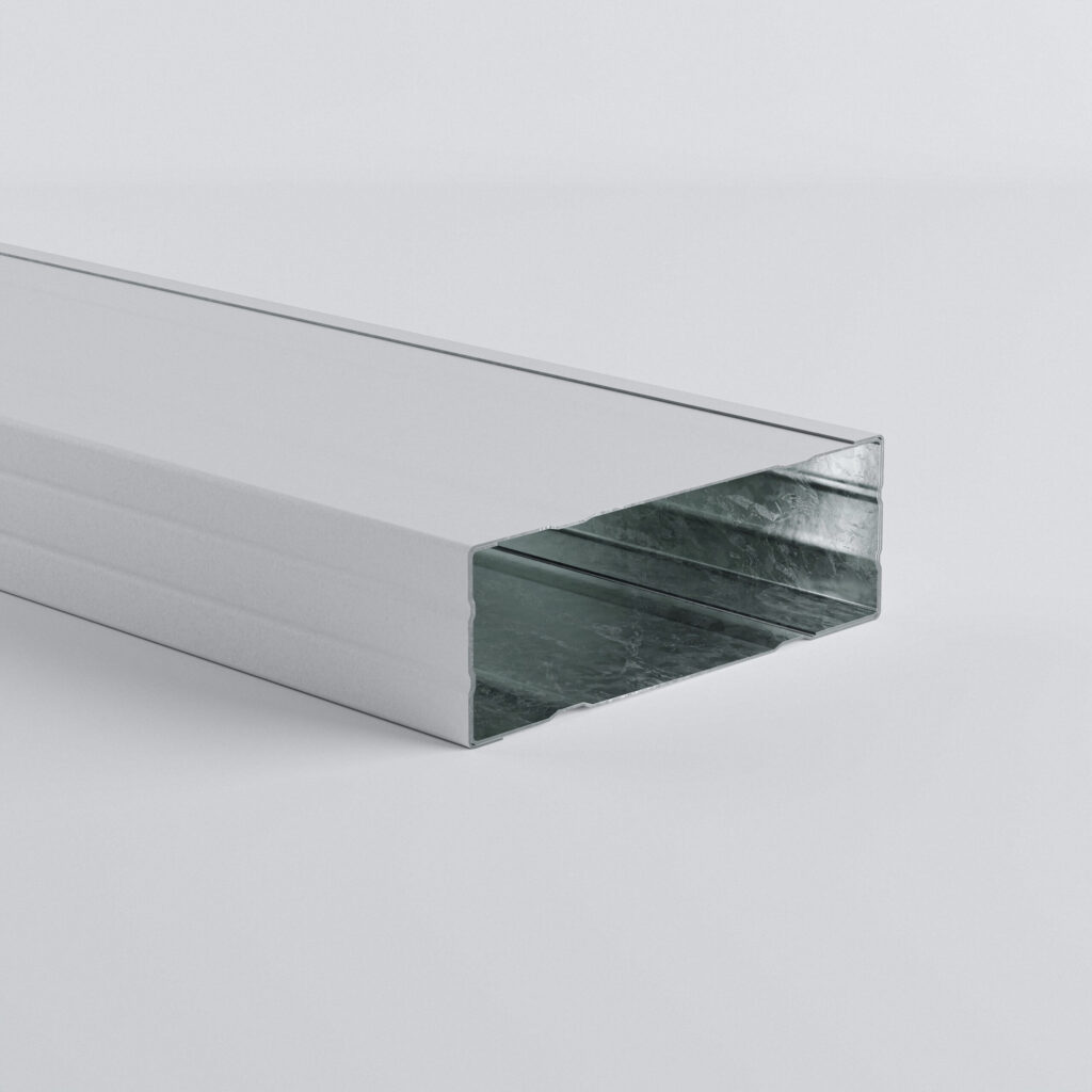 Metal channel profile on a light background