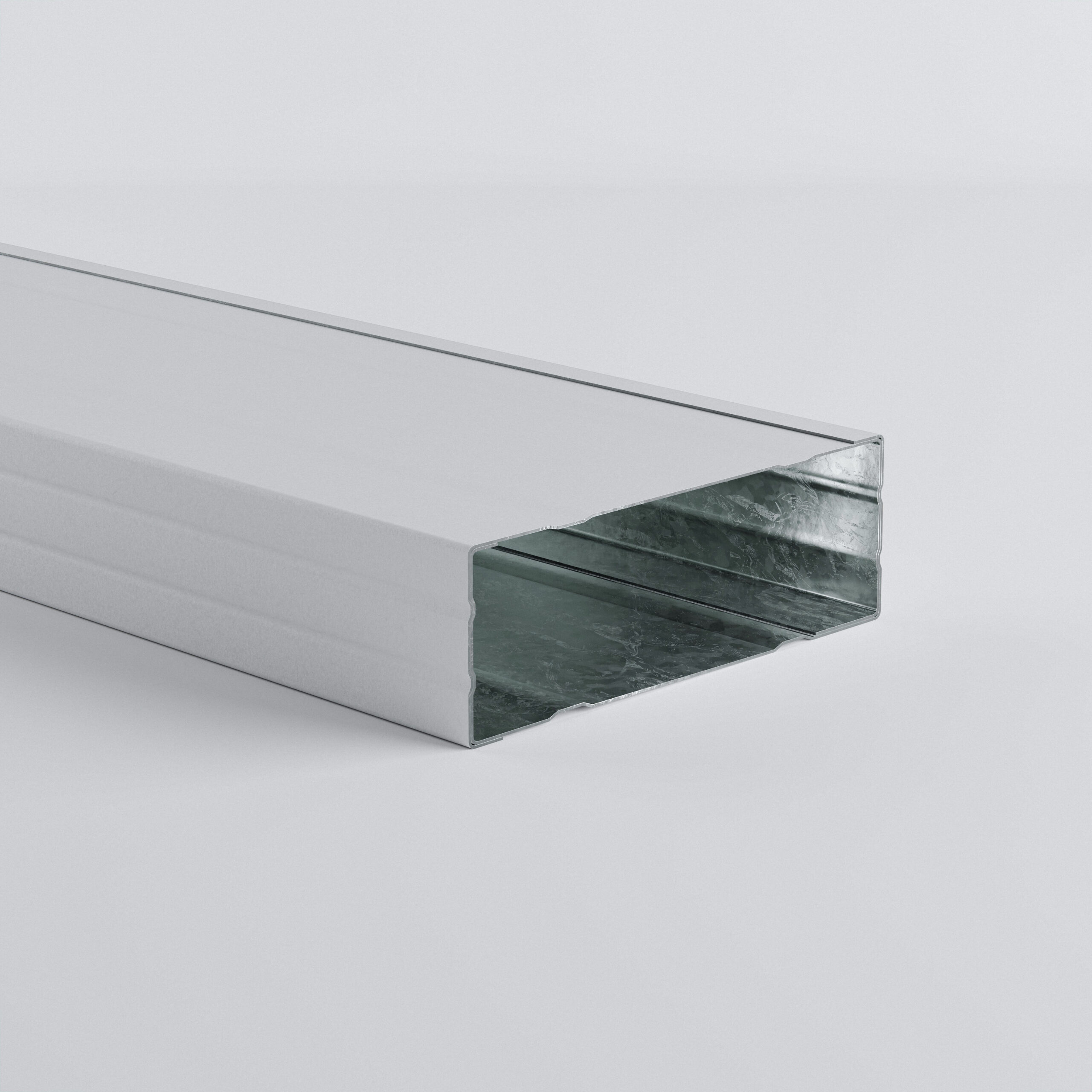 Metal channel profile on a light background