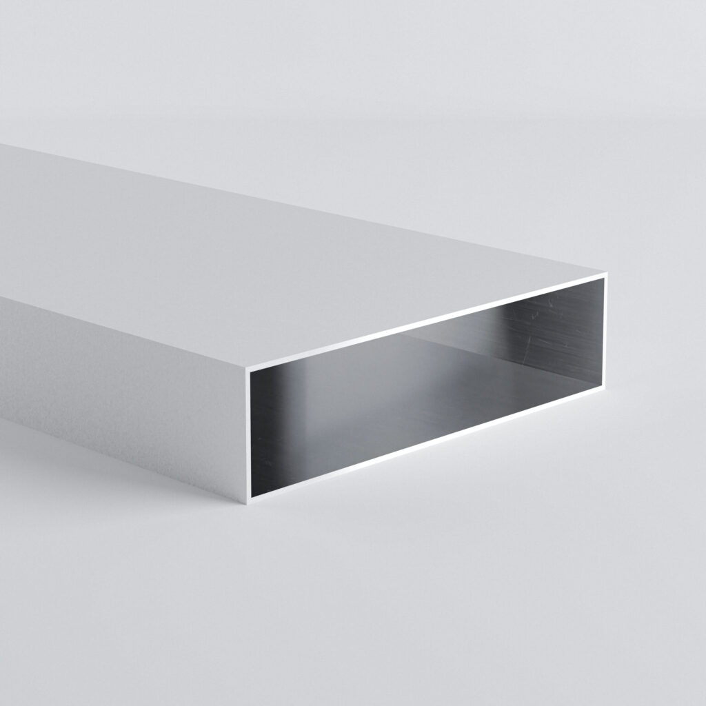 Rectangular metal tube on a white background.